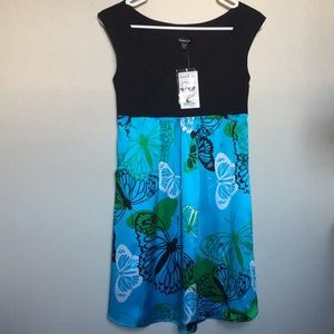 Summer dress butterfly pattern silk